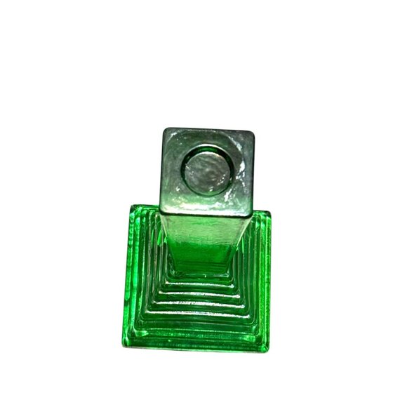 Green Glass 9" Pyramid-Style Candle Holder Stand - Picture 1 of 7